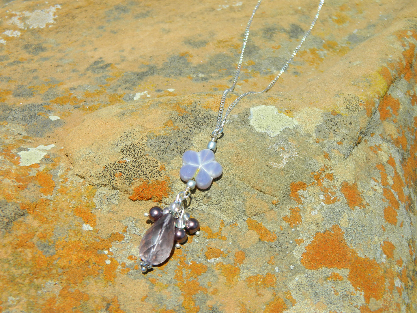 Necklace Nk Light Purple Sparkle Faceted amethyst drop necklace with mini drops
