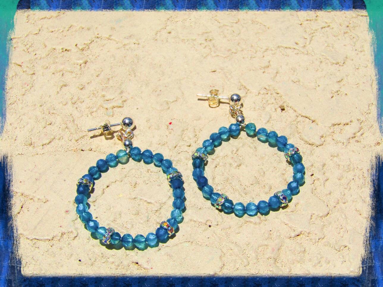 Earrings NK Blue Sparkle Hoop Earrings