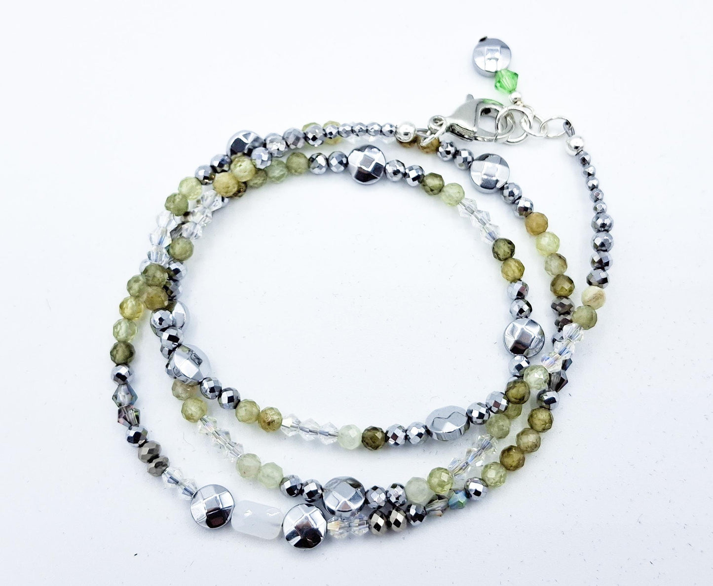 Nk Green Gemstone Triple Sparkle Bracelet