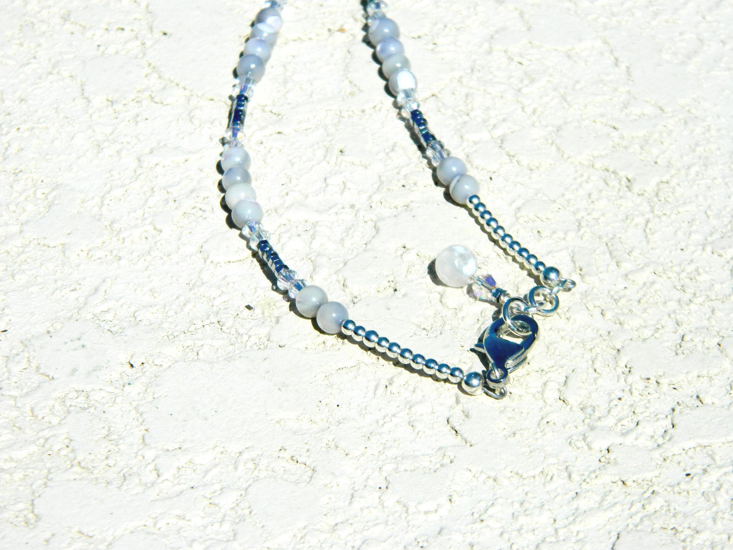 Bracelet Nk Labradorite grey-white beaded sparkle layered bracelet