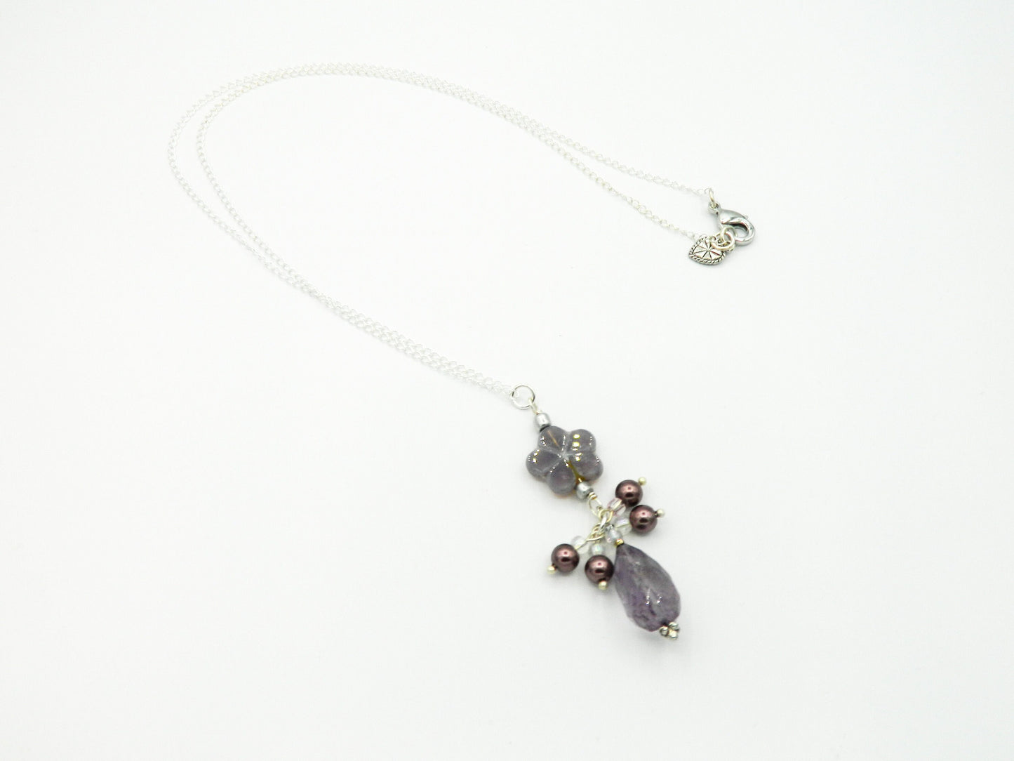 Necklace Nk Light Purple Sparkle Faceted amethyst drop necklace with mini drops