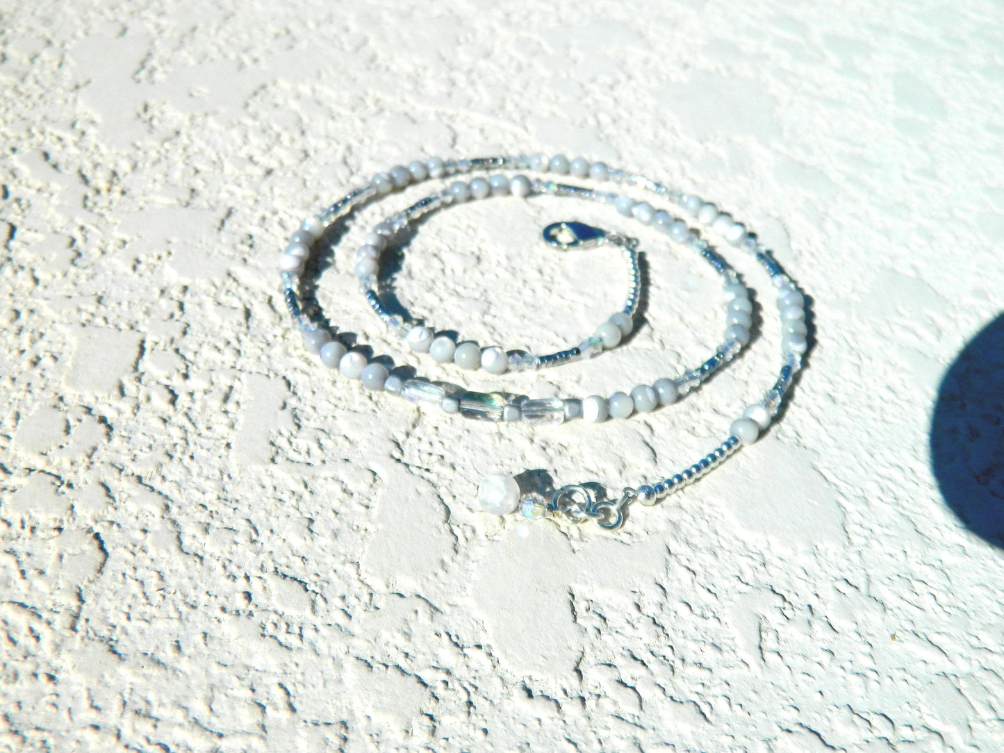 Bracelet Nk Labradorite grey-white beaded sparkle layered bracelet