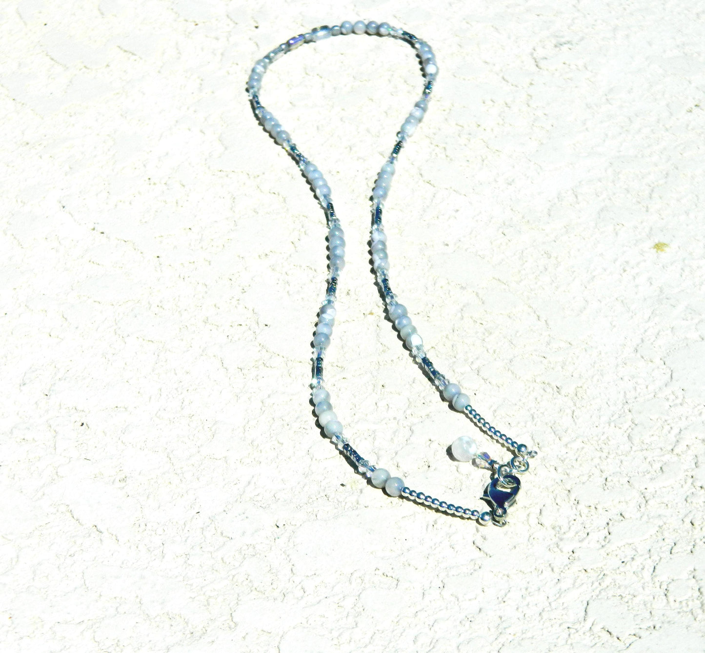 Bracelet Nk Labradorite grey-white beaded sparkle layered bracelet