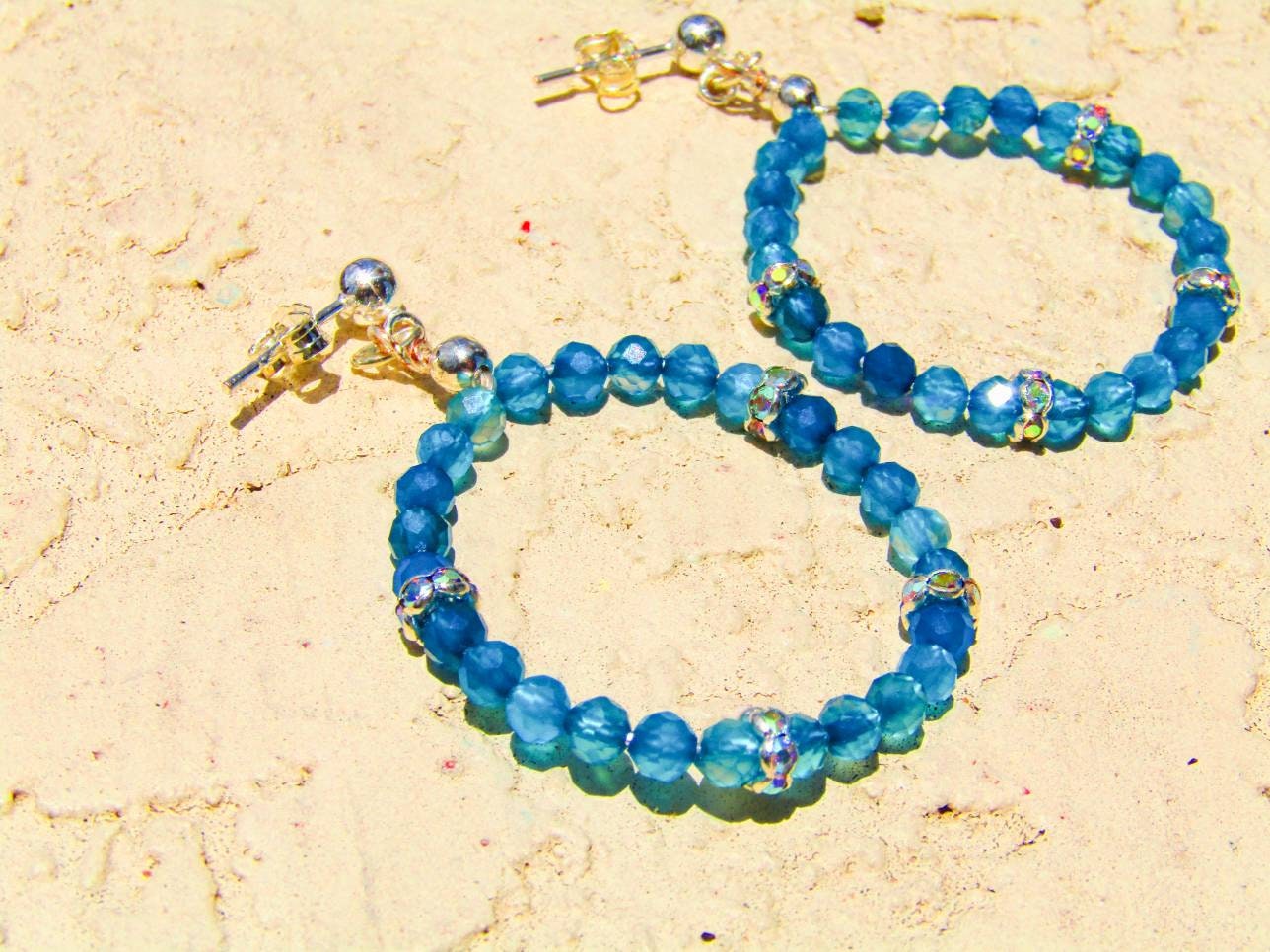 Earrings NK Blue Sparkle Hoop Earrings