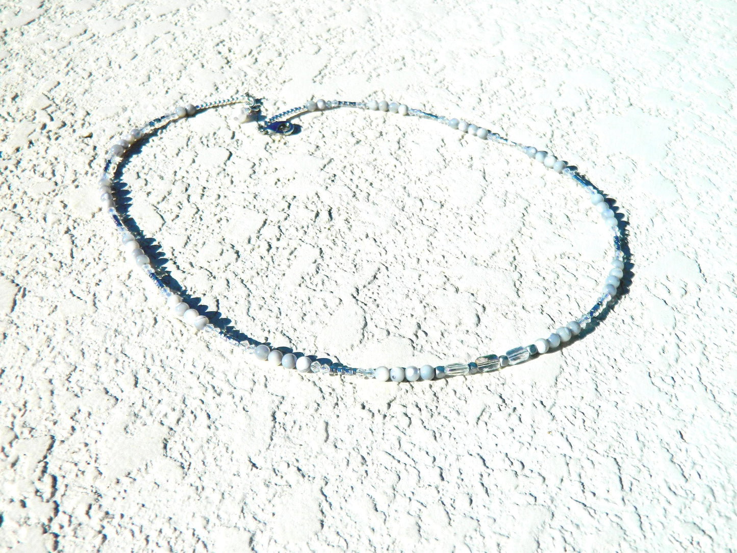 Bracelet Nk Labradorite grey-white beaded sparkle layered bracelet