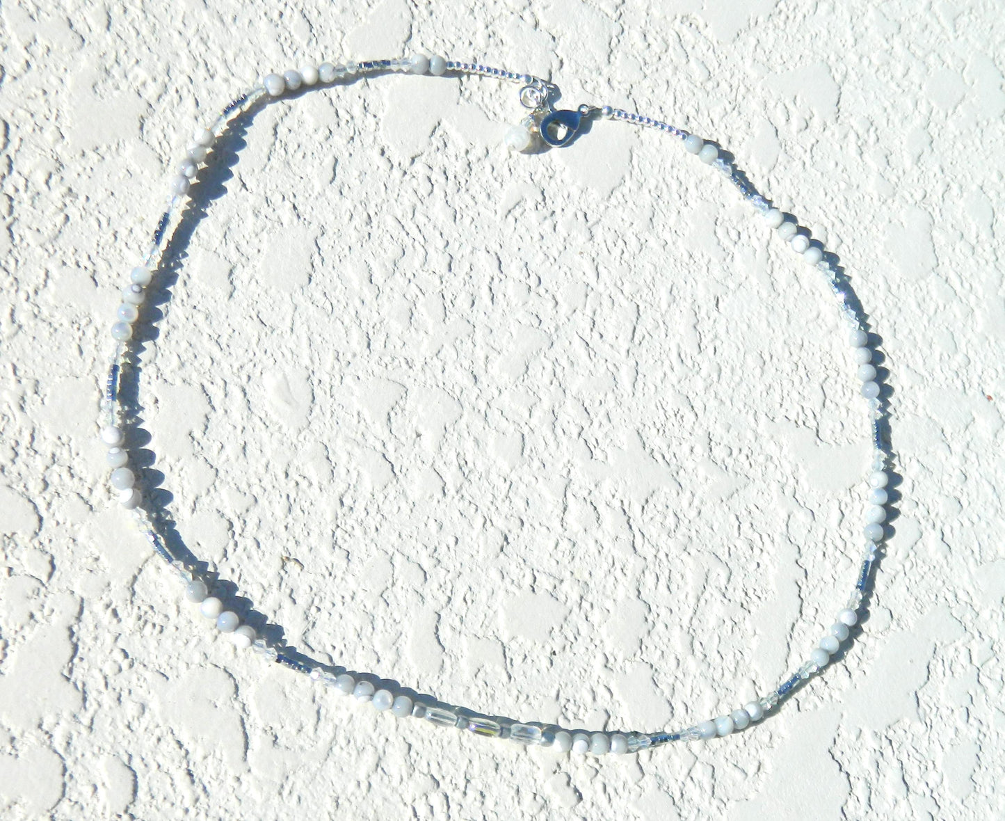 Bracelet Nk Labradorite grey-white beaded sparkle layered bracelet