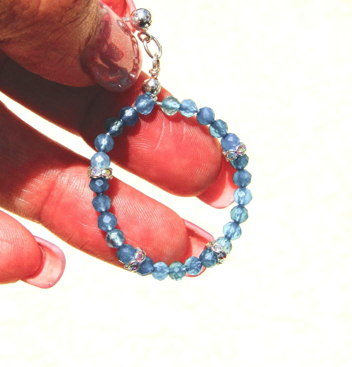 Earrings NK Blue Sparkle Hoop Earrings