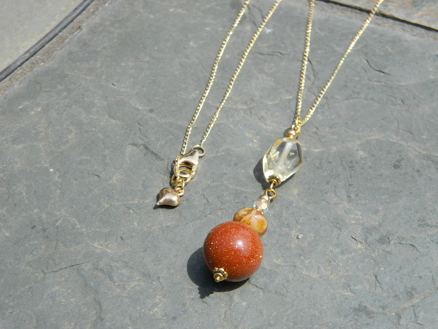 Round Sandstone Pendant, Citrine Nugget Pendant Necklace, Gold filled Necklace, Trending Necklace, Fashionable Necklace, Brilliant Necklace