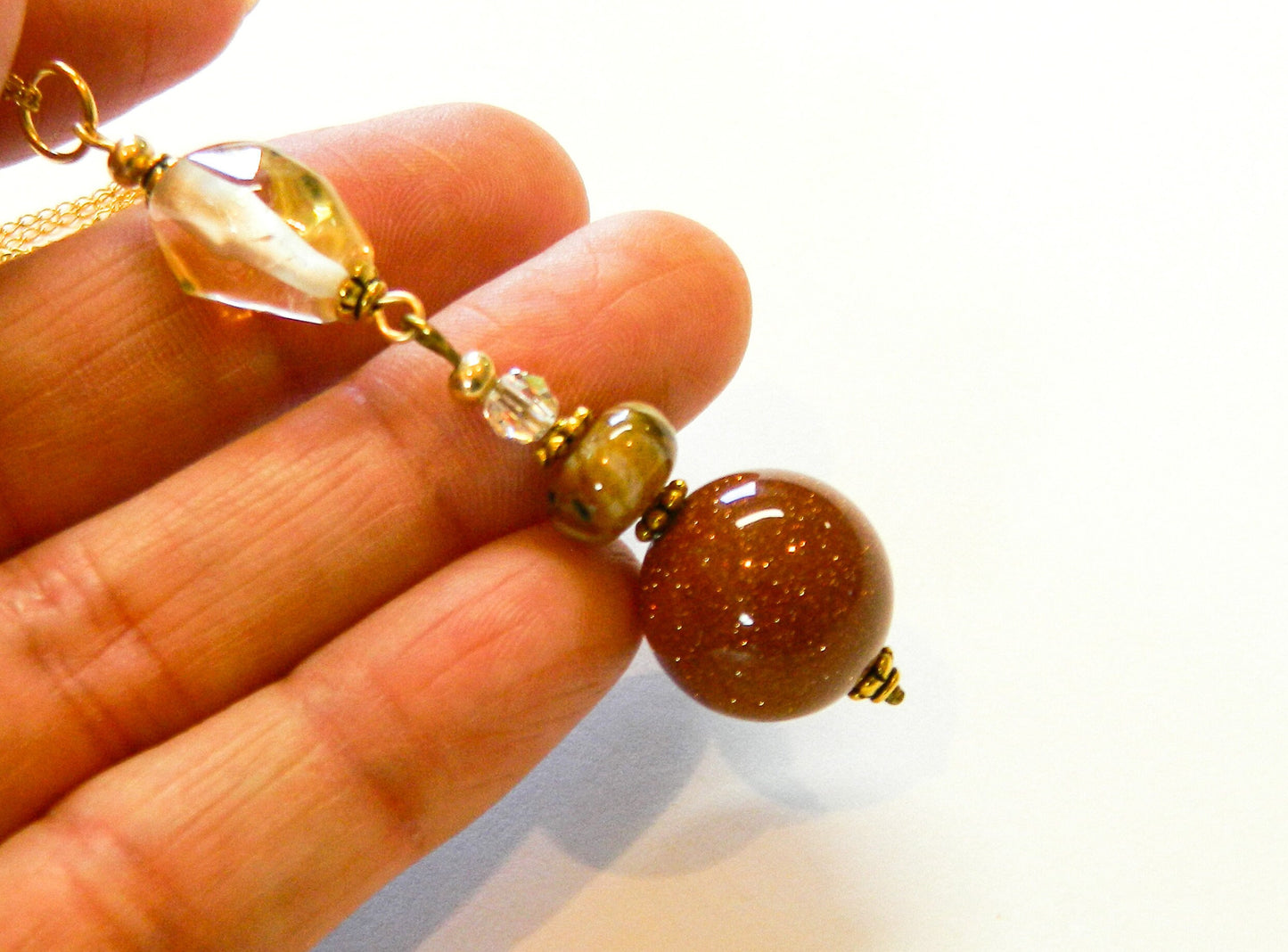 Round Sandstone Pendant, Citrine Nugget Pendant Necklace, Gold filled Necklace, Trending Necklace, Fashionable Necklace, Brilliant Necklace