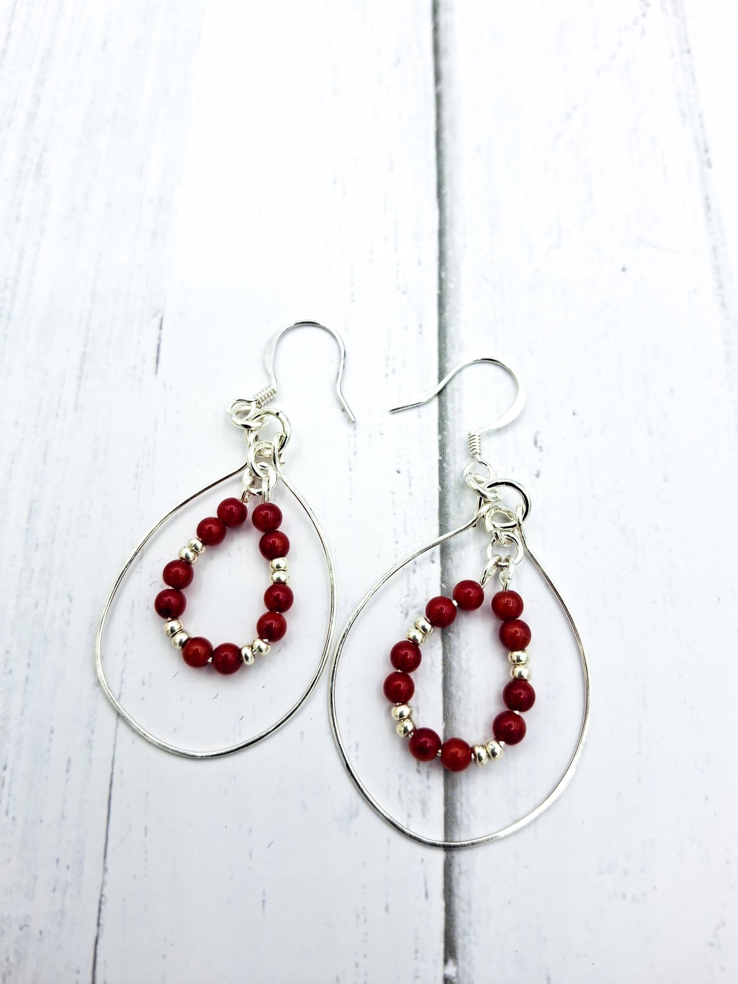 Hoop Bead Earrings, with tiny seed beads