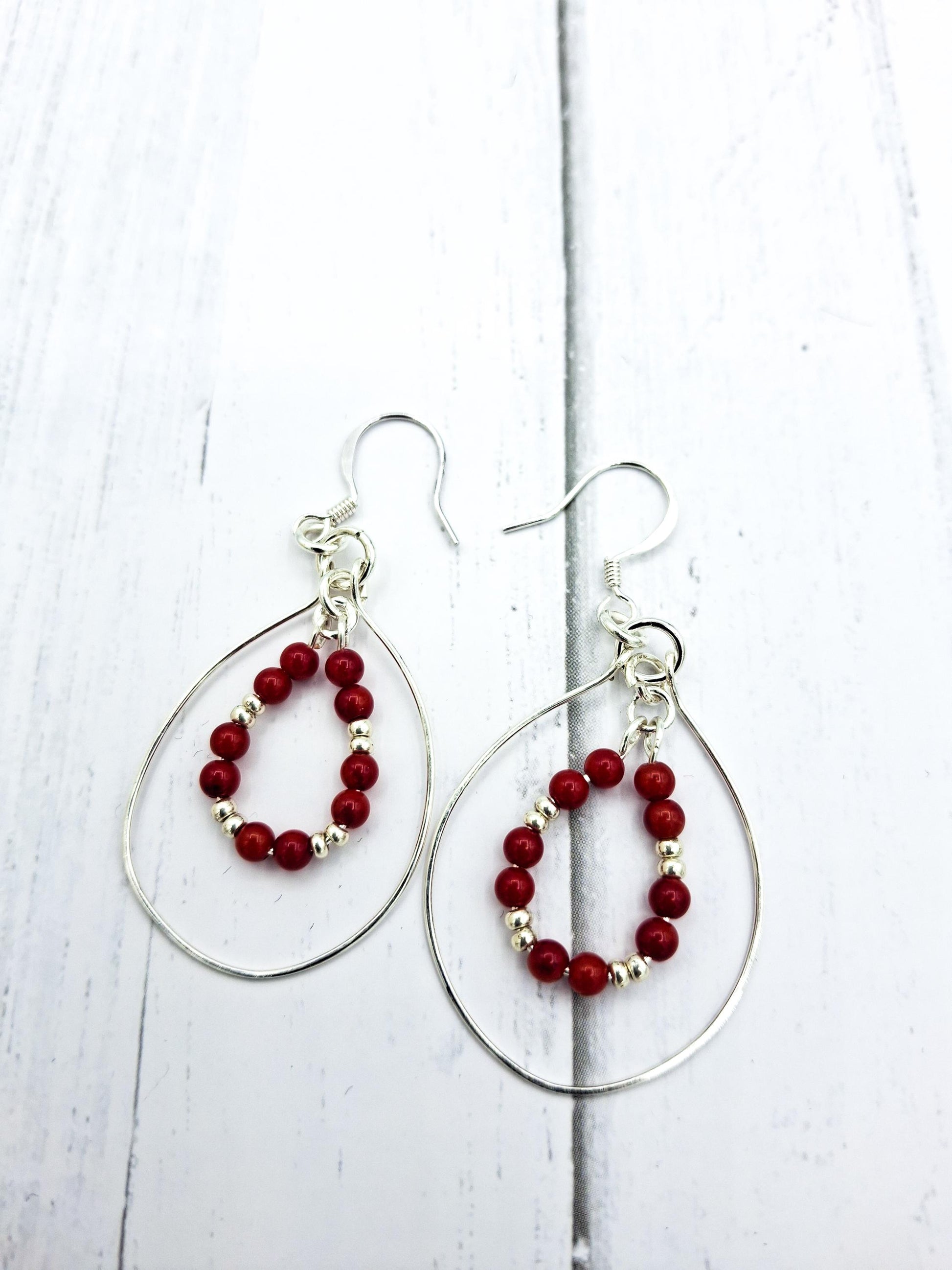 Hoop Bead Earrings, with tiny seed beads