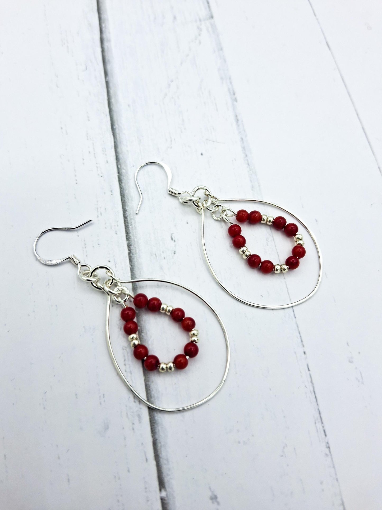 Hoop Bead Earrings, with tiny seed beads