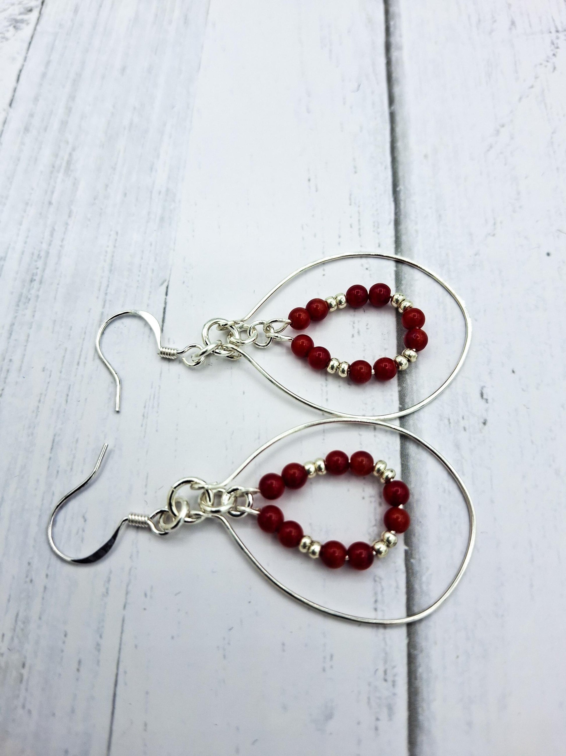 Hoop Bead Earrings, with tiny seed beads