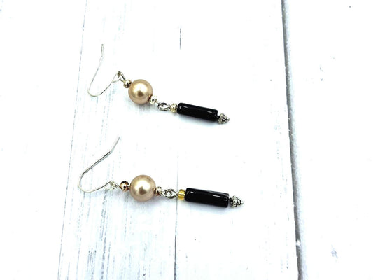 Nk Golden and Jet Drop Earrings