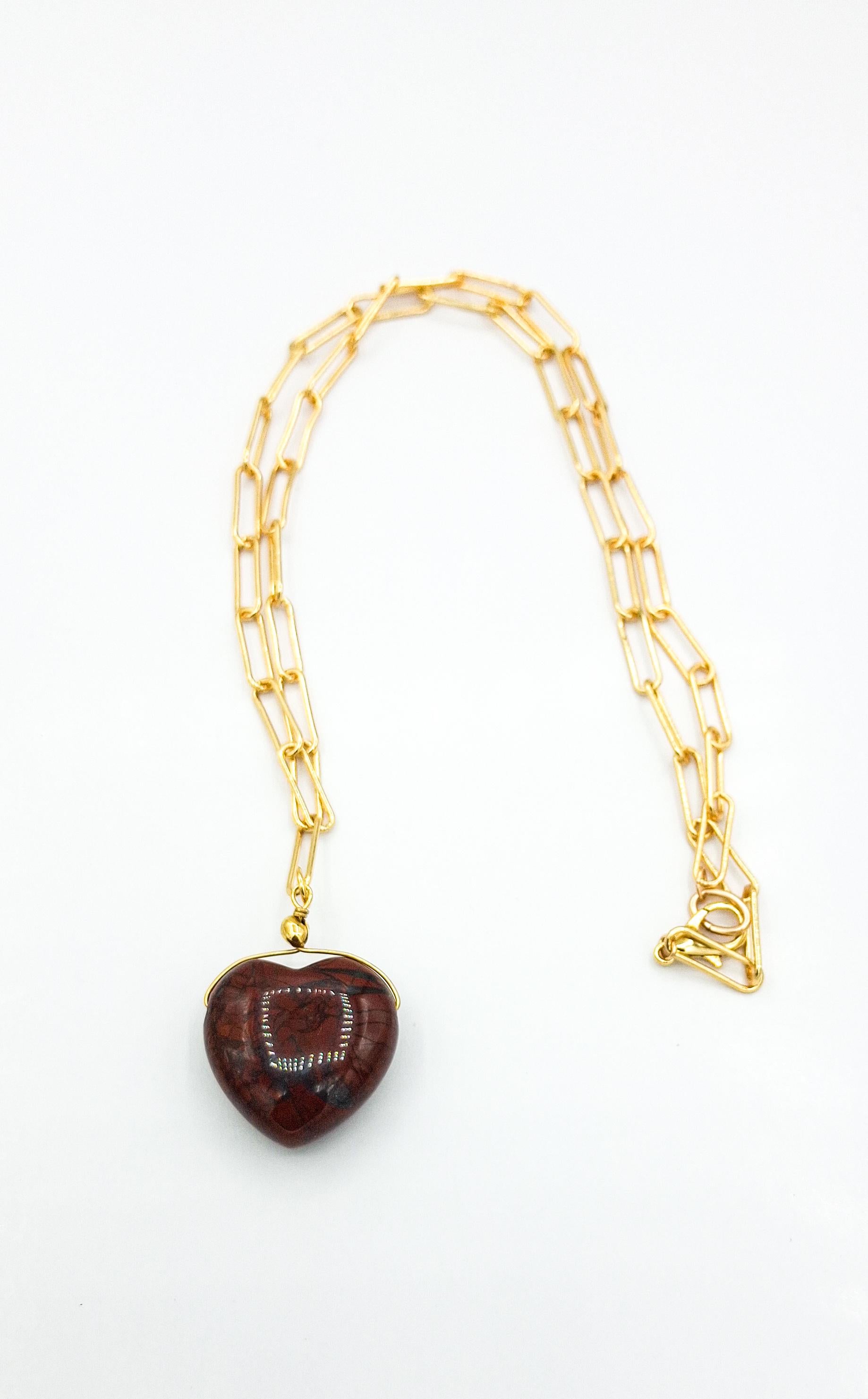 Heart Pendant Necklace, with a large Jasper Heart
