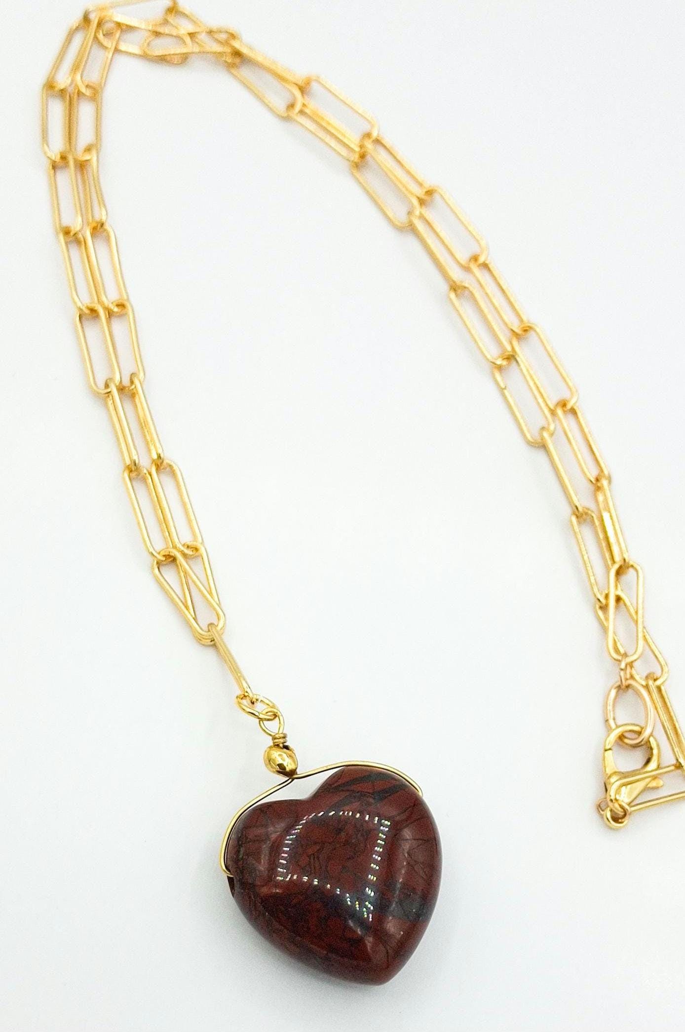 Heart Pendant Necklace, with a large Jasper Heart