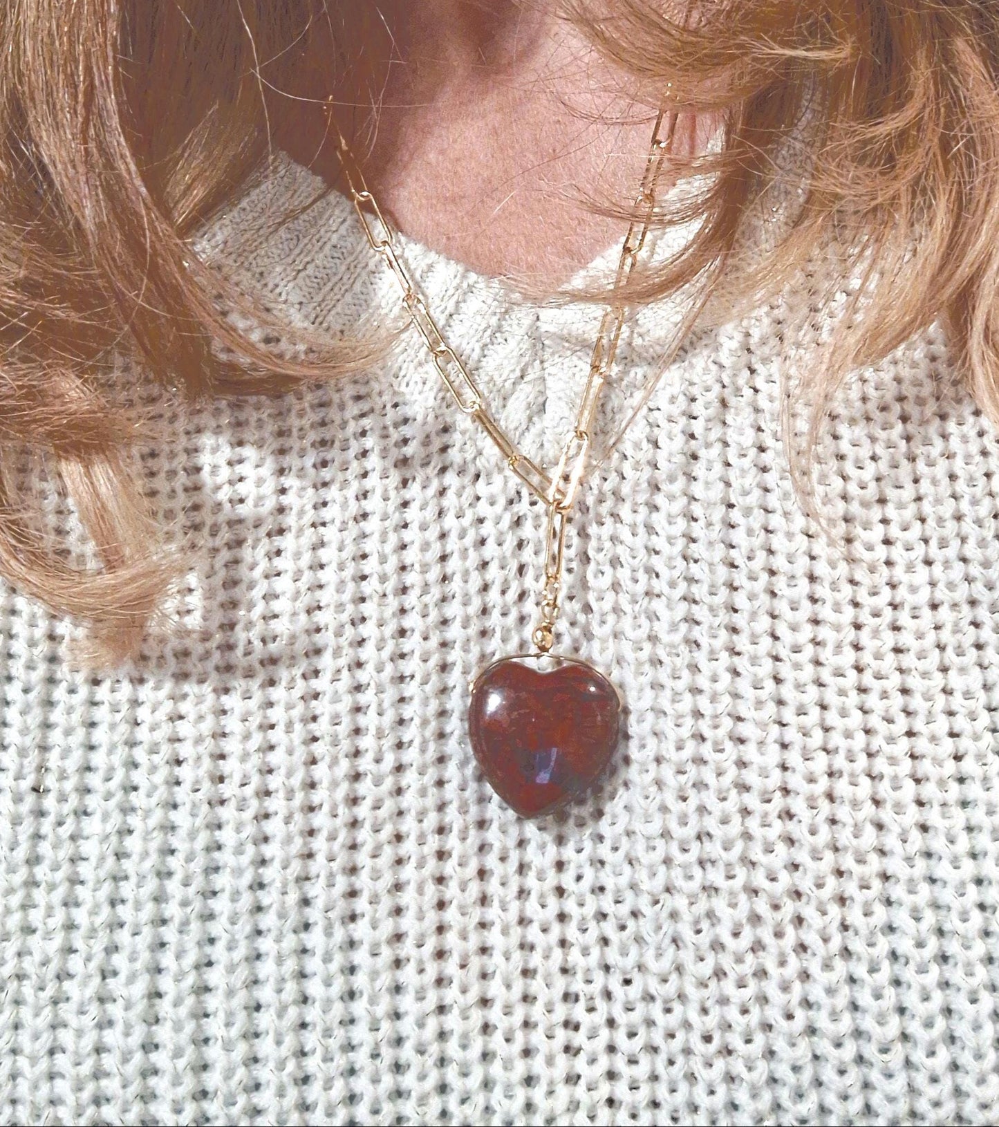 Heart Pendant Necklace, with a large Jasper Heart