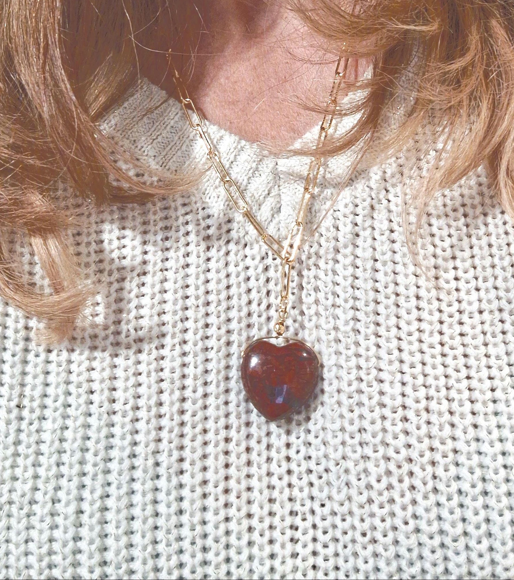 Heart Pendant Necklace, with a large Jasper Heart