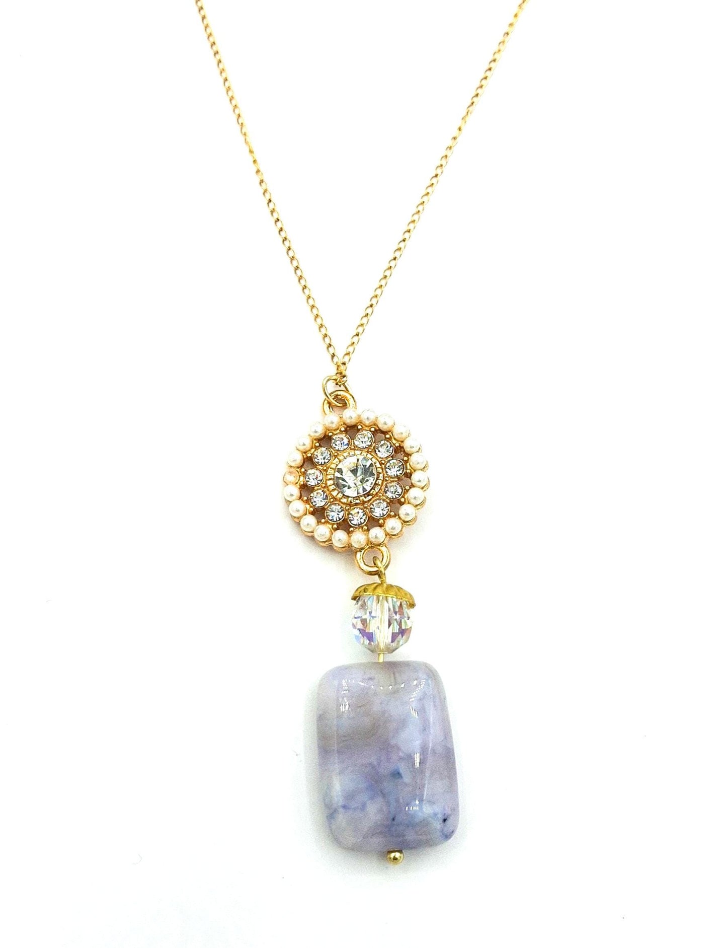 LILAC agate pendant necklace, 14k gold-filled chain