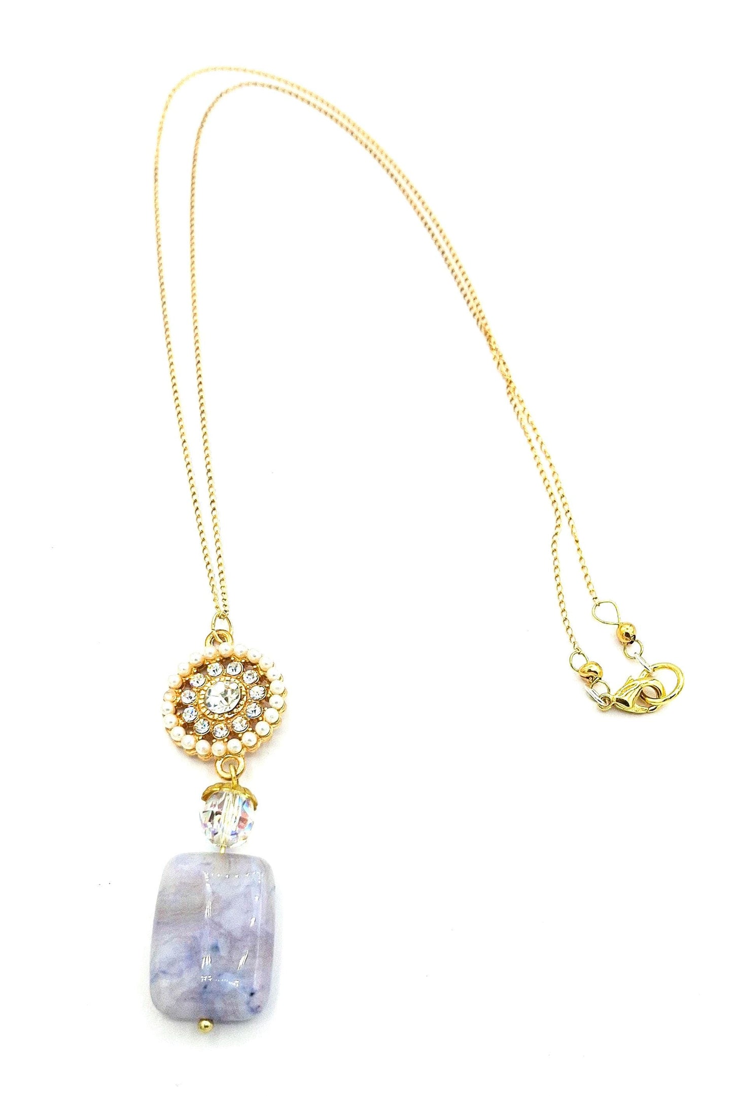LILAC agate pendant necklace, 14k gold-filled chain