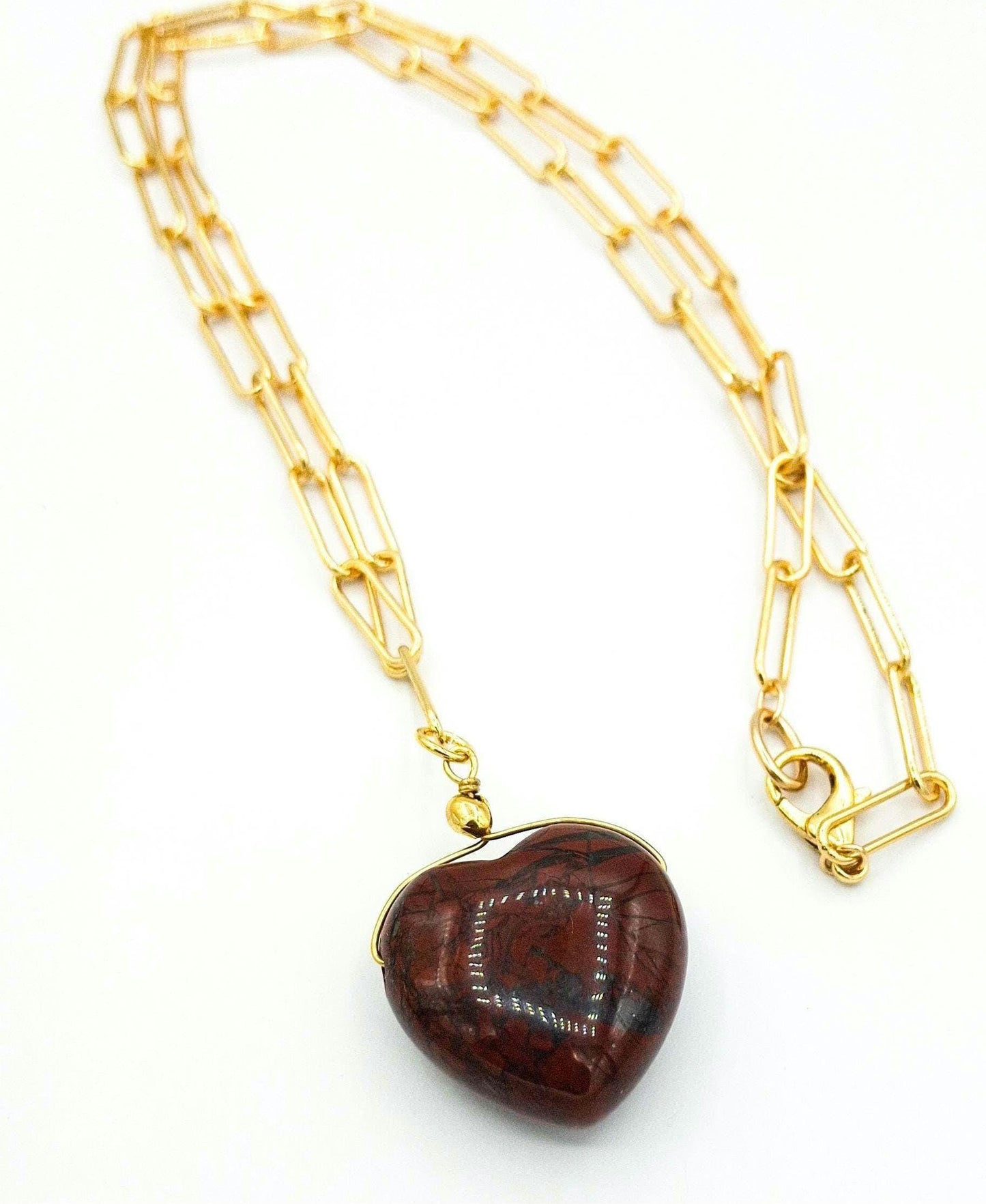 Heart Pendant Necklace, with a large Jasper Heart