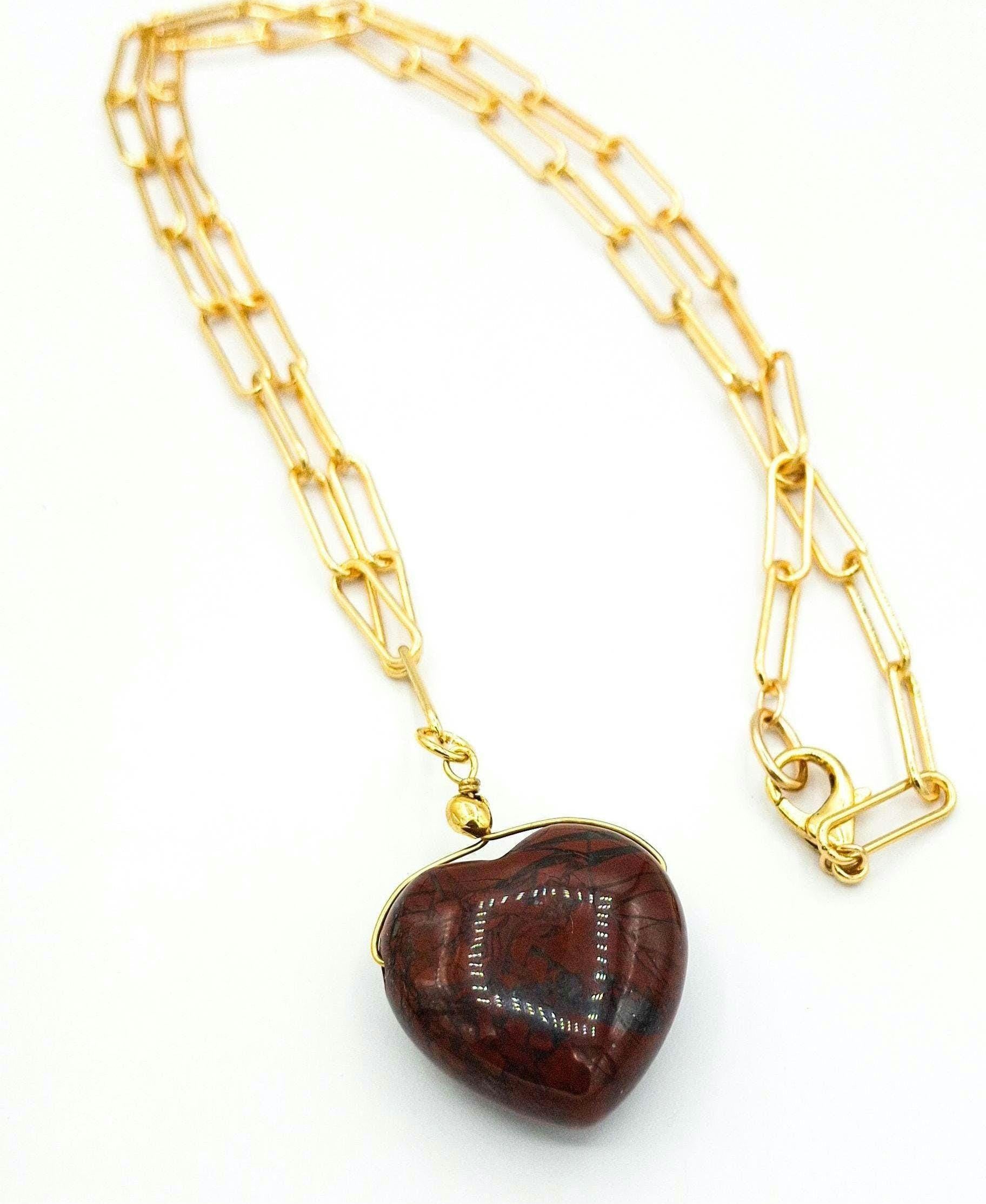 Heart Pendant Necklace, with a large Jasper Heart