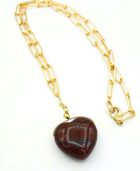 Heart Pendant Necklace, with a large Jasper Heart
