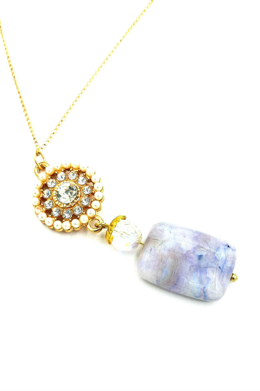 LILAC agate pendant necklace, 14k gold-filled chain