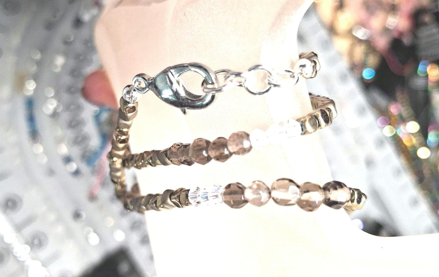 Nk Golden Brown Triple Sparkle Bracelet