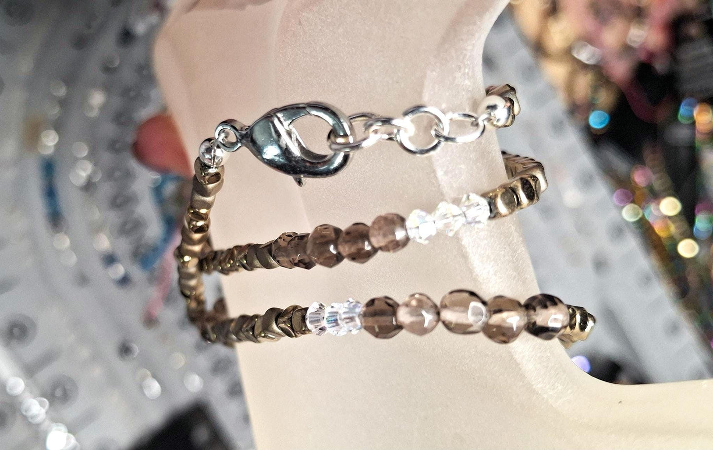 Nk Golden Brown Triple Sparkle Bracelet