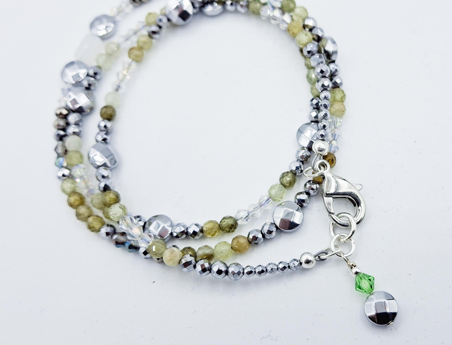 Nk Green Gemstone Triple Sparkle Bracelet