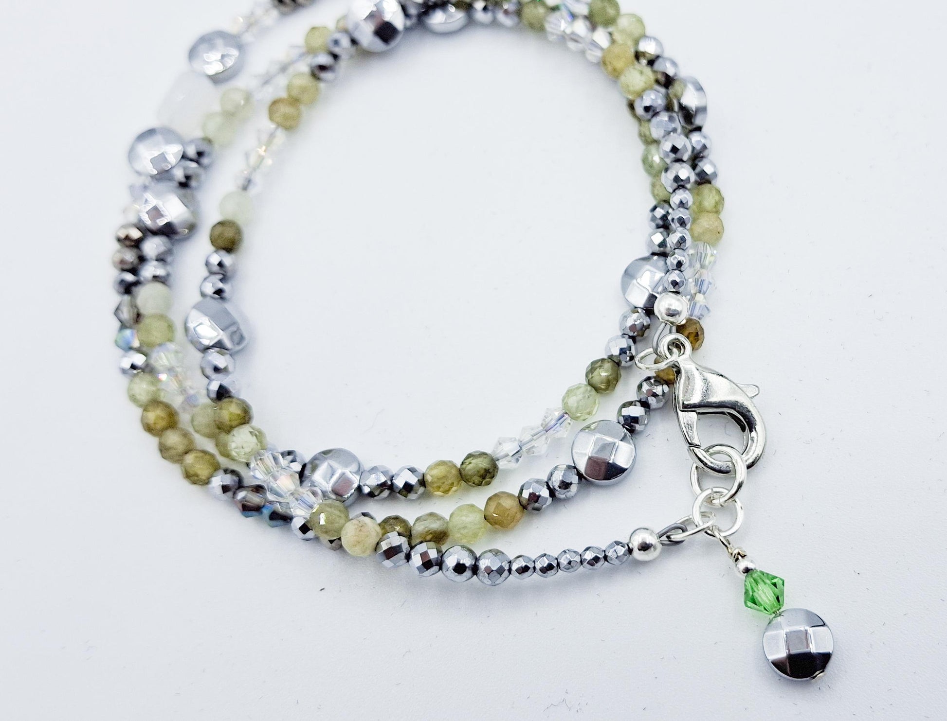 Nk Green Gemstone Triple Sparkle Bracelet