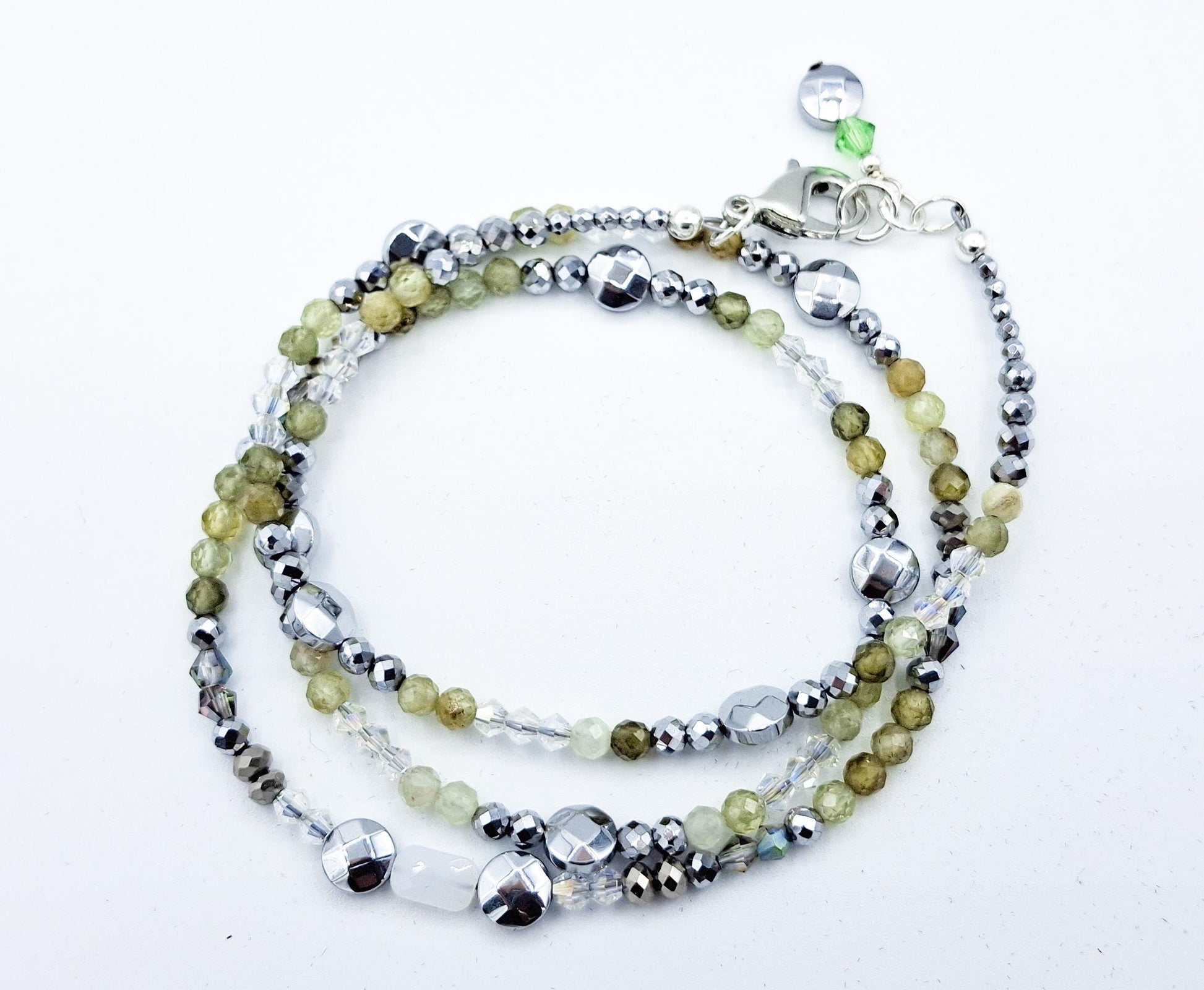 Nk Green Gemstone Triple Sparkle Bracelet