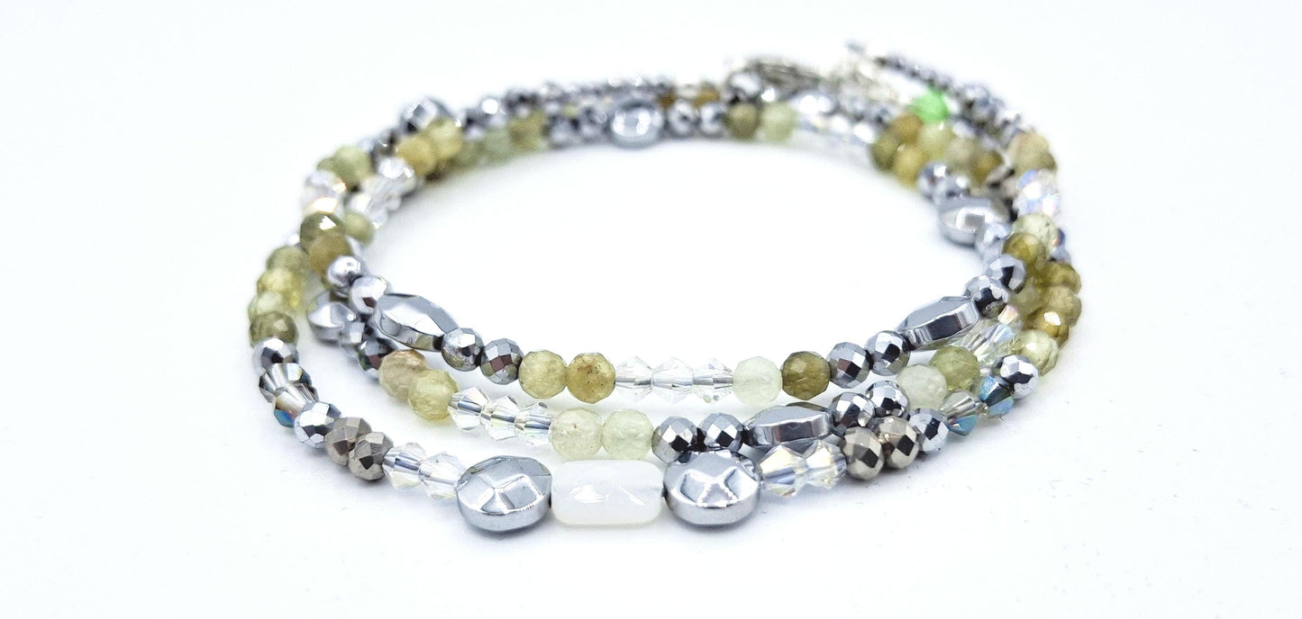 Nk Green Gemstone Triple Sparkle Bracelet