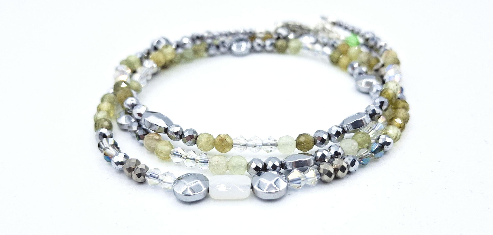Nk Green Gemstone Triple Sparkle Bracelet