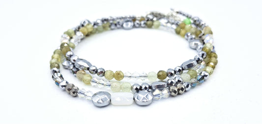 Nk Green Gemstone Triple Sparkle Bracelet