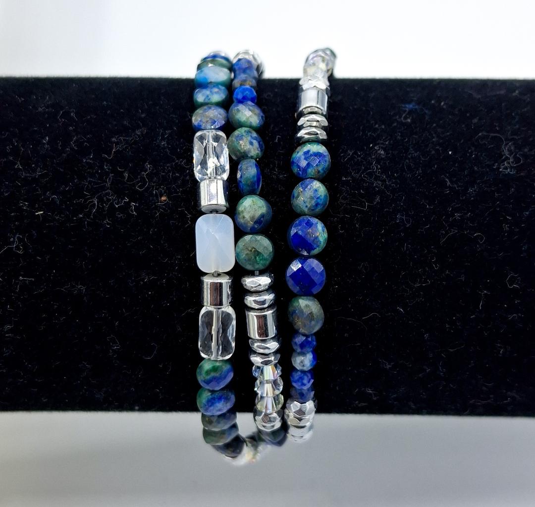 Nk Indigo Lapis Blue Triple Sparkle Bracelet