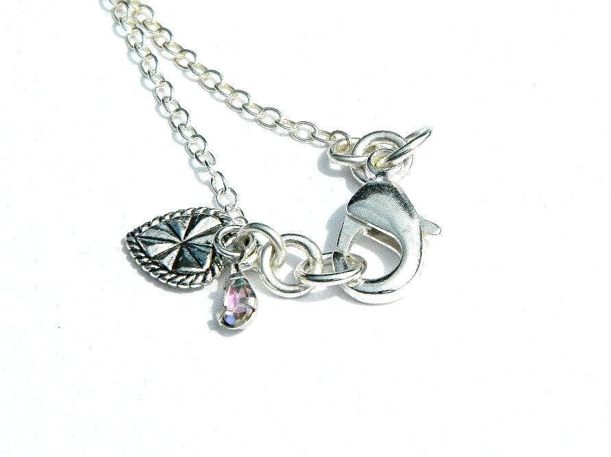 Natural Jasper and Amethyst Pendant, Sterling Silver Necklace