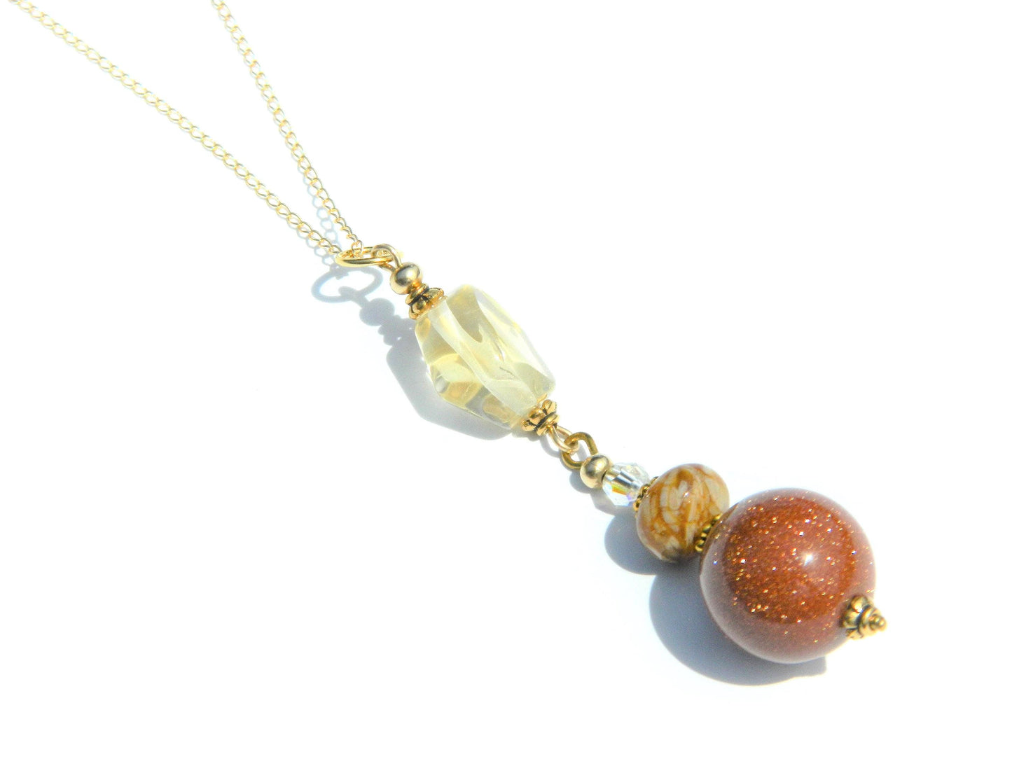 Round Sandstone Pendant, Citrine Nugget Pendant Necklace, Gold filled Necklace, Trending Necklace, Fashionable Necklace, Brilliant Necklace