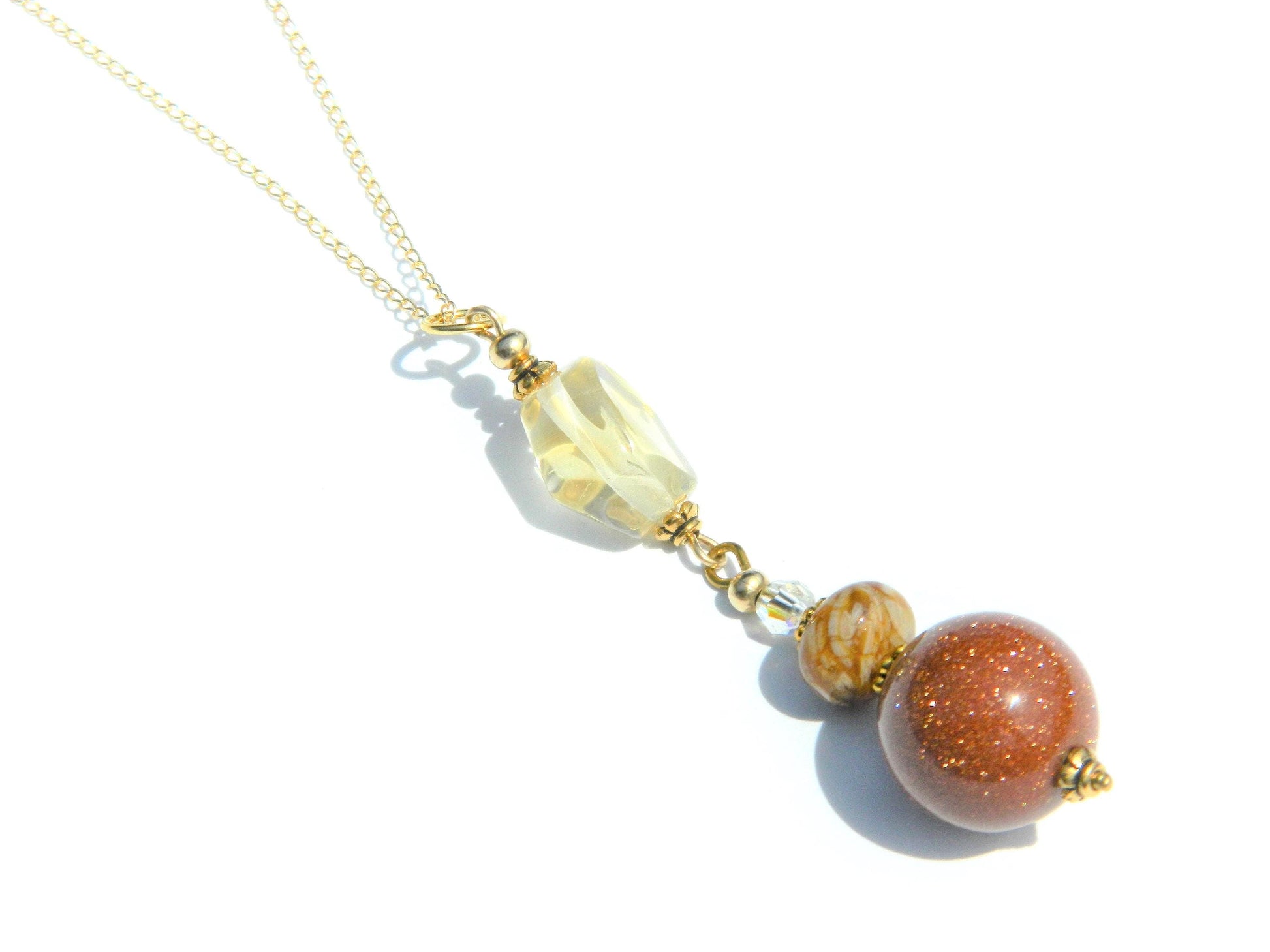 Round Sandstone Pendant, Citrine Nugget Pendant Necklace, Gold filled Necklace, Trending Necklace, Fashionable Necklace, Brilliant Necklace