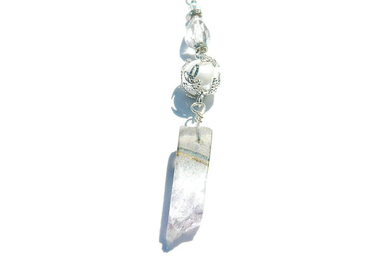 Natural Jasper and Amethyst Pendant, Sterling Silver Necklace