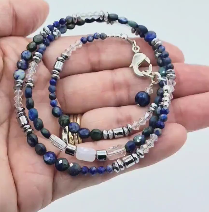 Nk Indigo Lapis Blue Triple Sparkle Bracelet