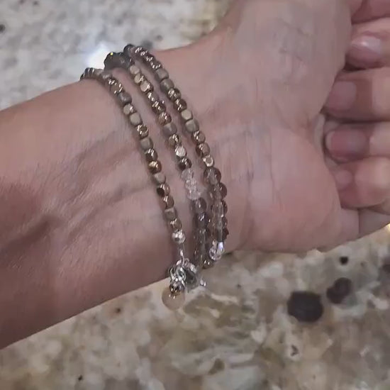 Nk Taupe Brown Triple Sparkle Bracelet