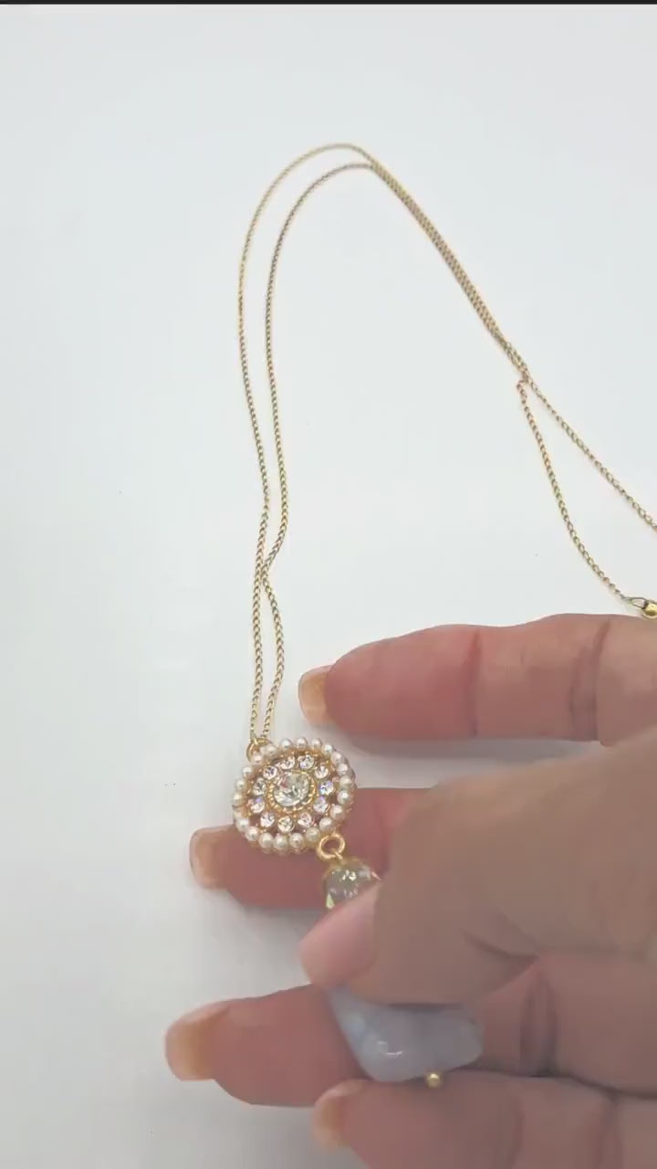 LILAC agate pendant necklace, 14k gold-filled chain