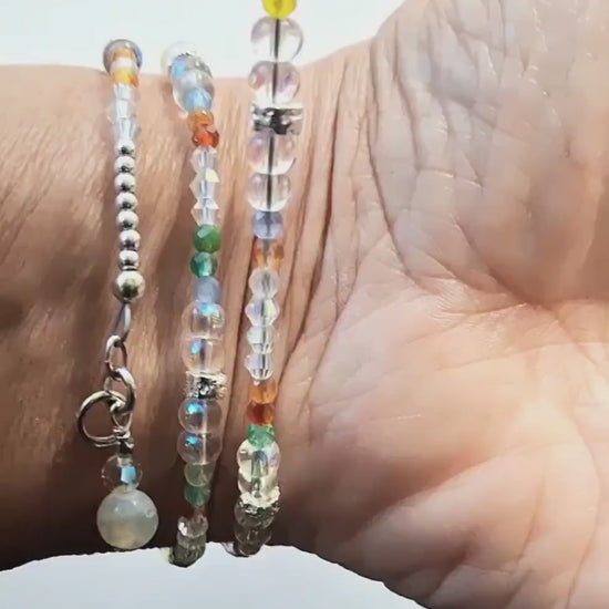 Nk Green Gemstone Triple Sparkle Bracelet