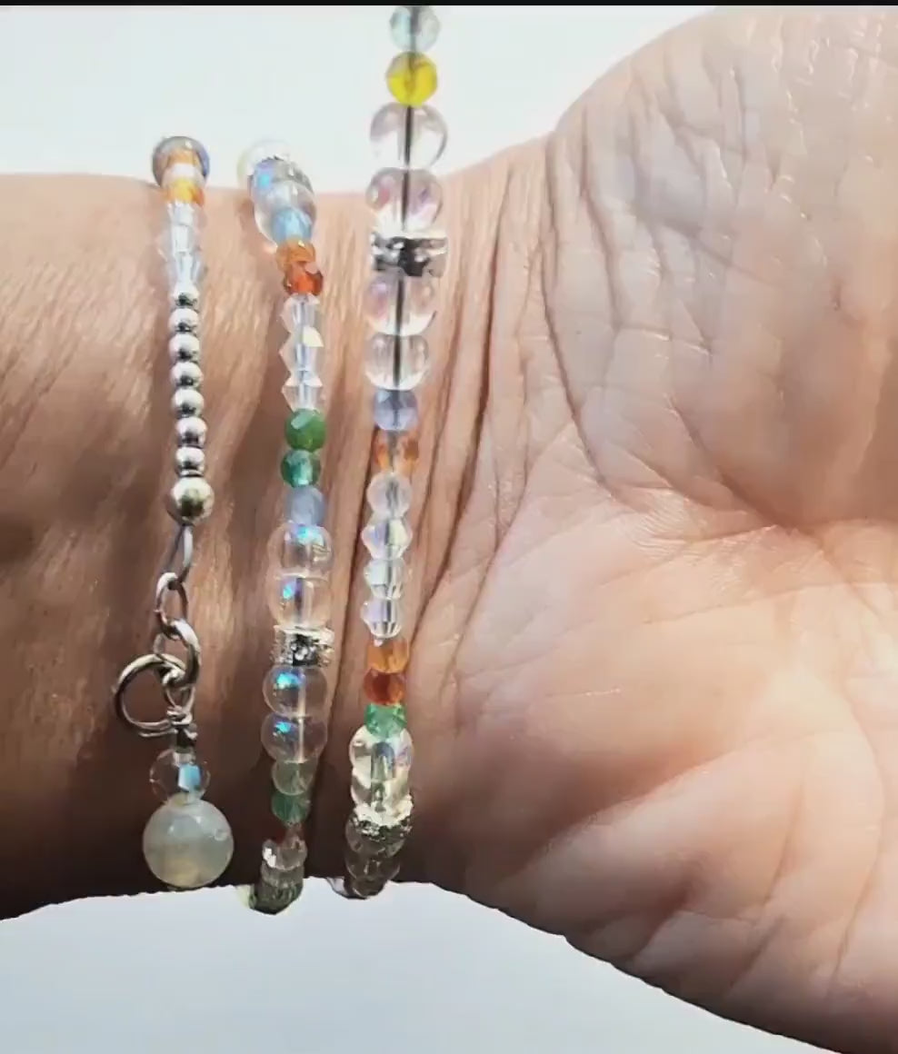 Nk Green Gemstone Triple Sparkle Bracelet